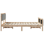Bettgestell Braun und hellgrau 135 x 190 cm Massivholz Kiefer