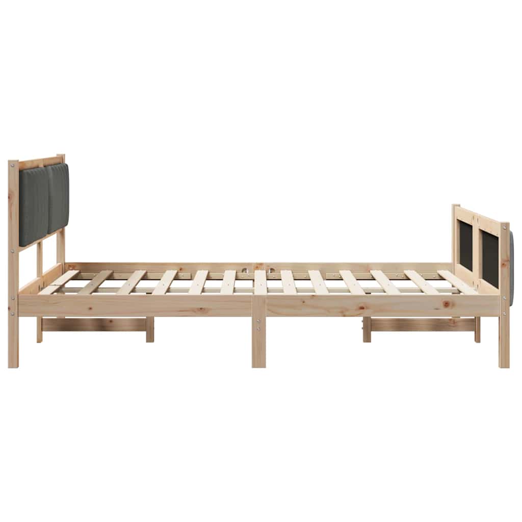 Bettgestell Braun und Dunkelgrau 135 x 190 cm Massivholz Kiefer