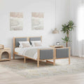 Bettgestell Braun und hellgrau 120 x 190 cm Massivholz Kiefer