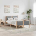 Bettgestell Braun und hellgrau 120 x 190 cm Massivholz Kiefer