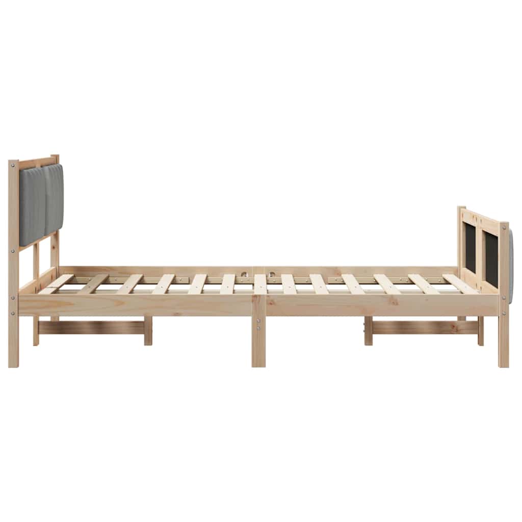 Bettgestell Braun und hellgrau 120 x 190 cm Massivholz Kiefer