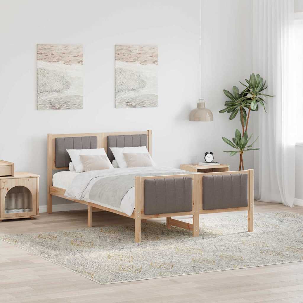 Bettgestell Braun und Taupe 120 x 190 cm Massivholz Kiefer