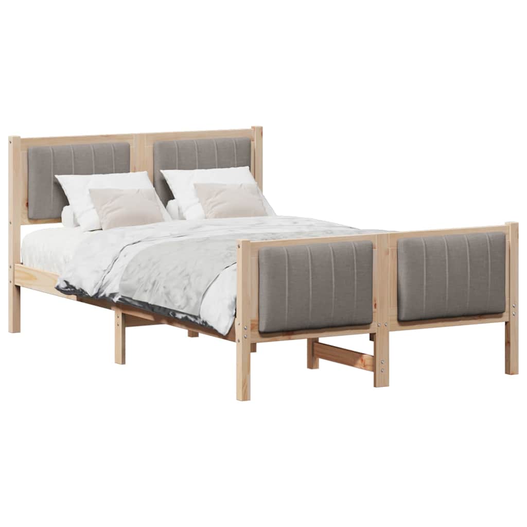 Bettgestell Braun und Taupe 120 x 190 cm Massivholz Kiefer