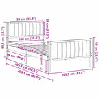 Bettgestell Braun und hellgrau 100 x 200 cm Massivholz Kiefer