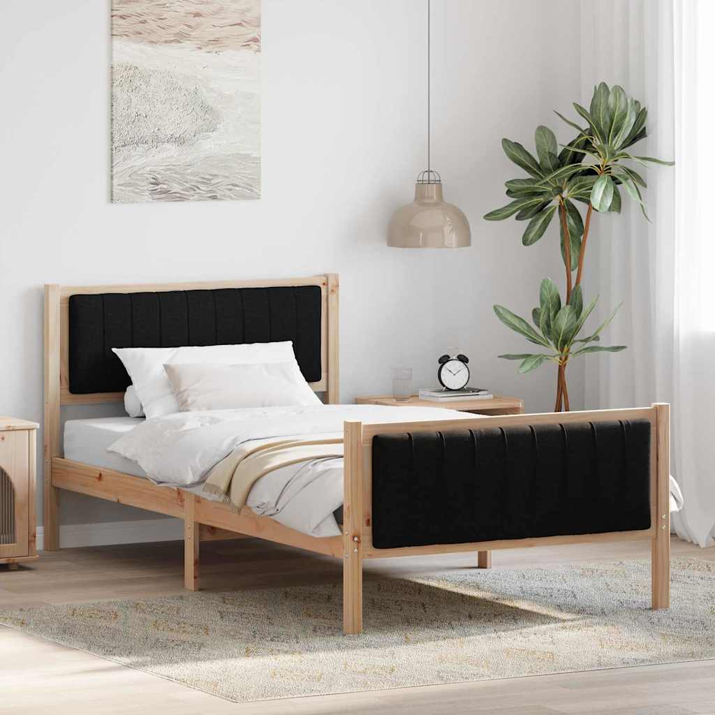 Bettgestell Braun und Schwarz 100 x 200 cm Massivholz Kiefer