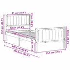 Bettgestell Braun und Taupe 90 x 200 cm Massivholz Kiefer