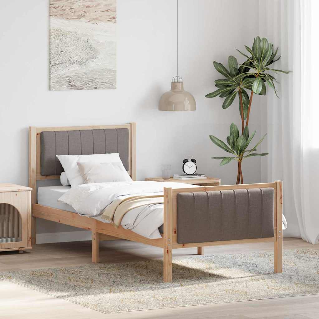 Bettgestell Braun und Taupe 80 x 200 cm Massivholz Kiefer