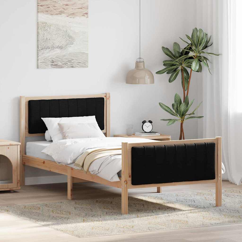 Bettgestell Braun und Schwarz 90 x 190 cm Massivholz Kiefer