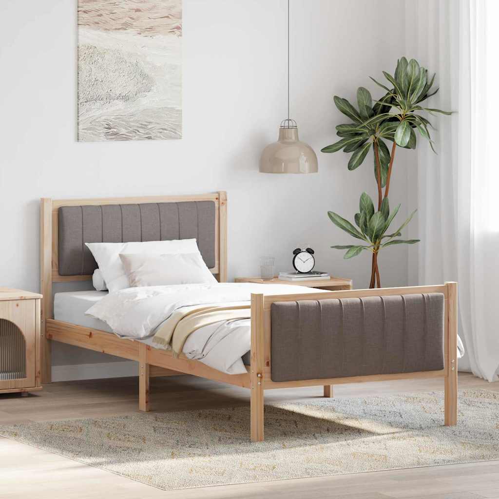 Bettgestell Braun und Taupe 90 x 190 cm Massivholz Kiefer