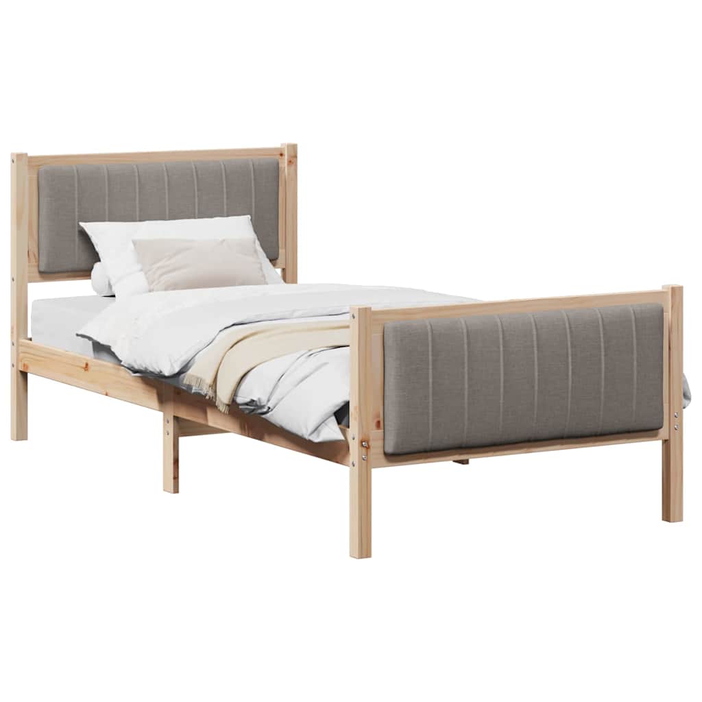 Bettgestell Braun und Taupe 90 x 190 cm Massivholz Kiefer