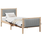 Bettgestell Braun und hellgrau 75 x 190 cm Massivholz Kiefer