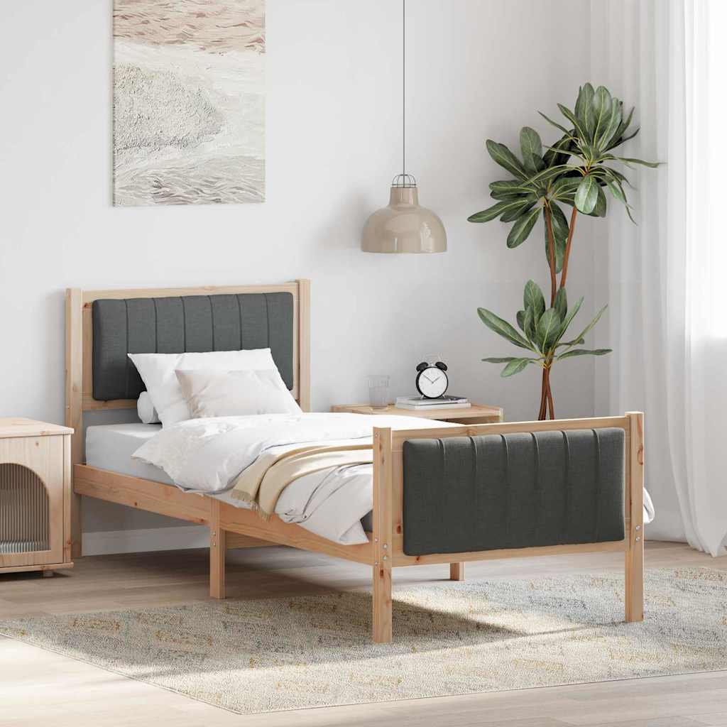 Bettgestell Braun und Dunkelgrau 75 x 190 cm Massivholz Kiefer