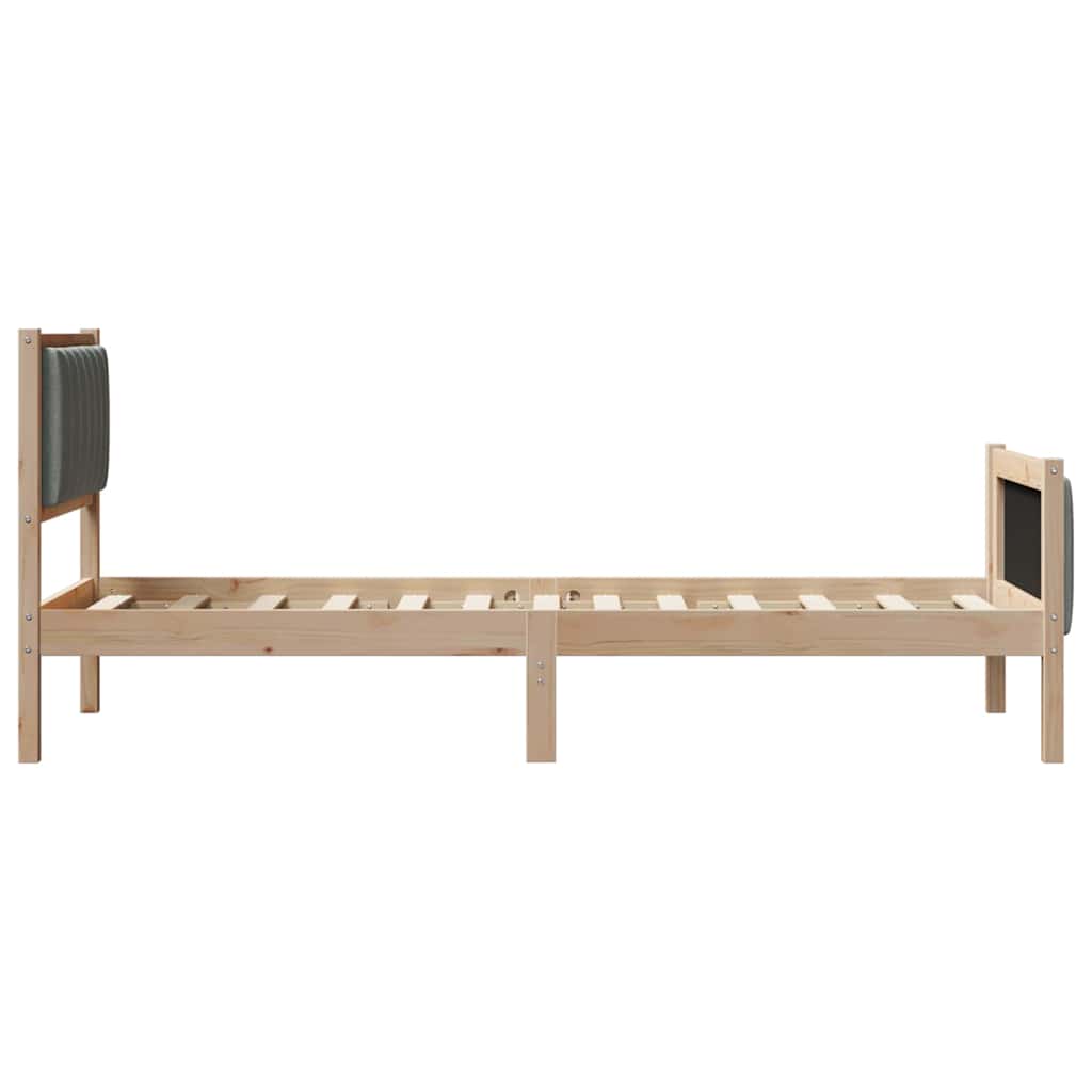 Bettgestell Braun und Dunkelgrau 75 x 190 cm Massivholz Kiefer