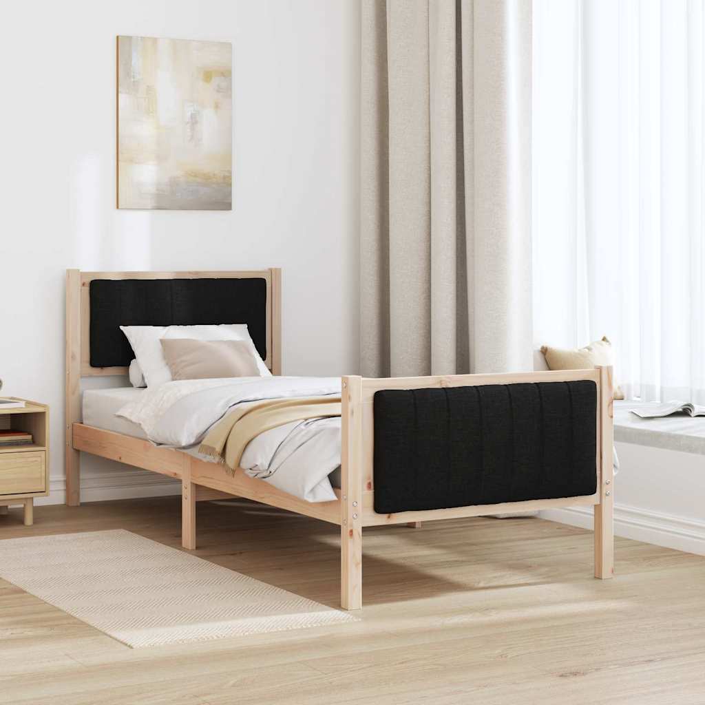 Bettgestell Braun und Schwarz 75 x 190 cm Massivholz Kiefer