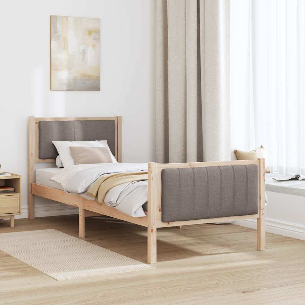 Bettgestell Braun und Taupe 75 x 190 cm Massivholz Kiefer