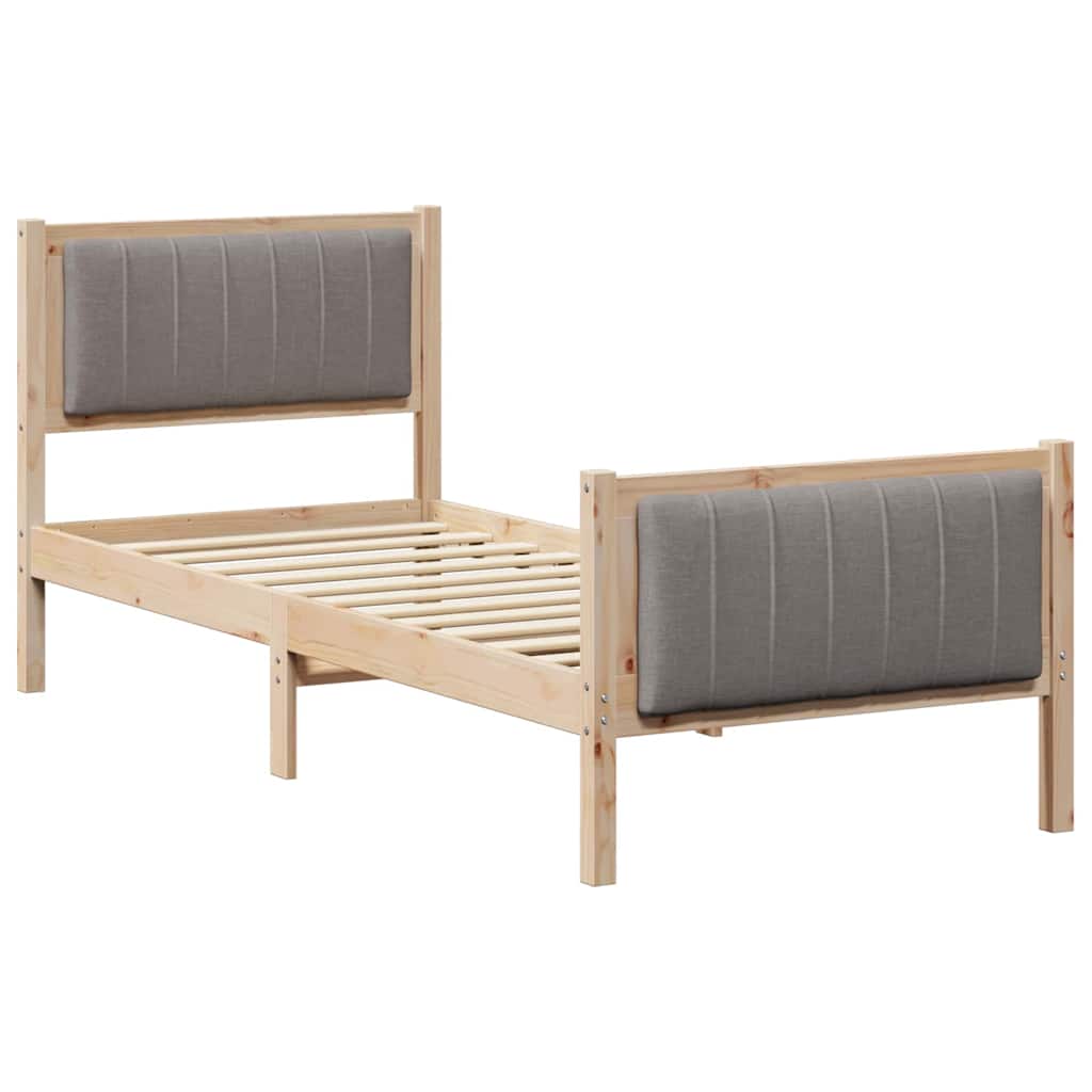 Bettgestell Braun und Taupe 75 x 190 cm Massivholz Kiefer