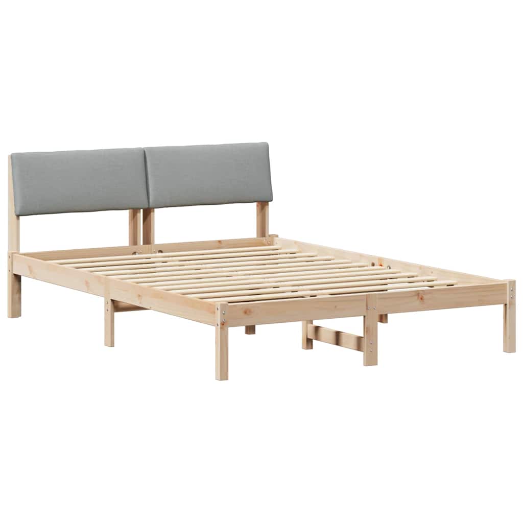 Bettgestell Braun und hellgrau 160 x 200 cm Massivholz Kiefer
