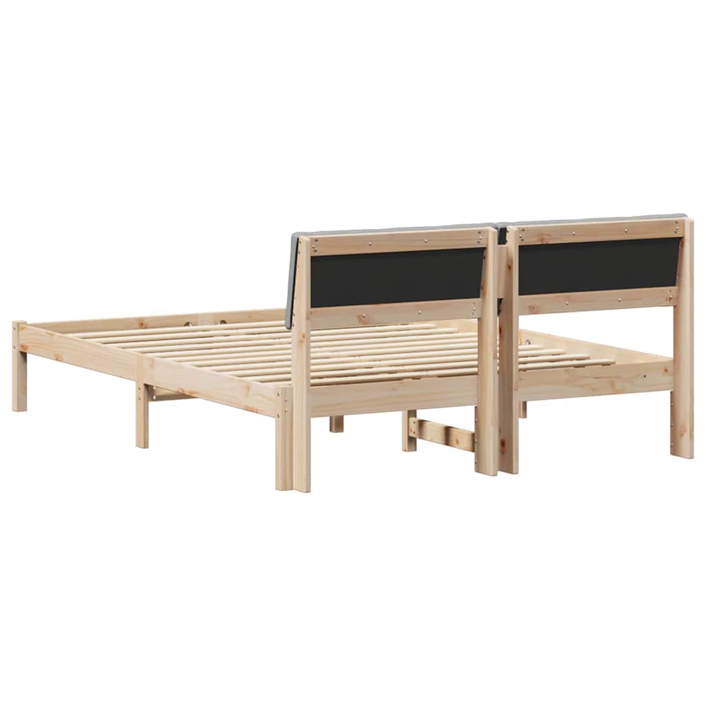 Bettgestell Braun und hellgrau 160 x 200 cm Massivholz Kiefer