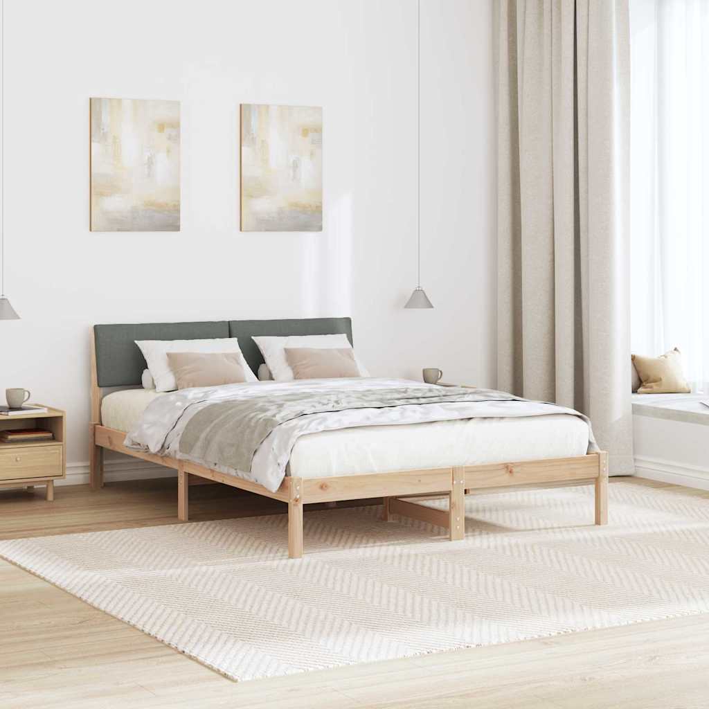 Bettgestell Braun und Dunkelgrau 160 x 200 cm Massivholz Kiefer