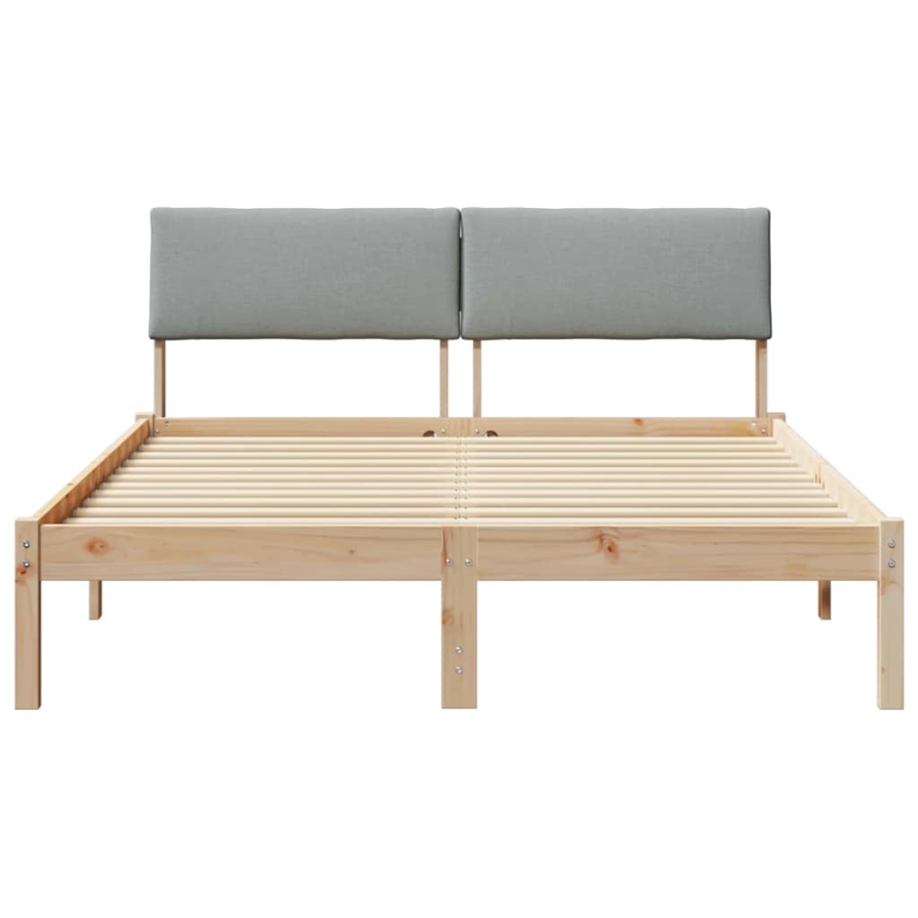 Bettgestell Braun und hellgrau 150 x 200 cm Massivholz Kiefer