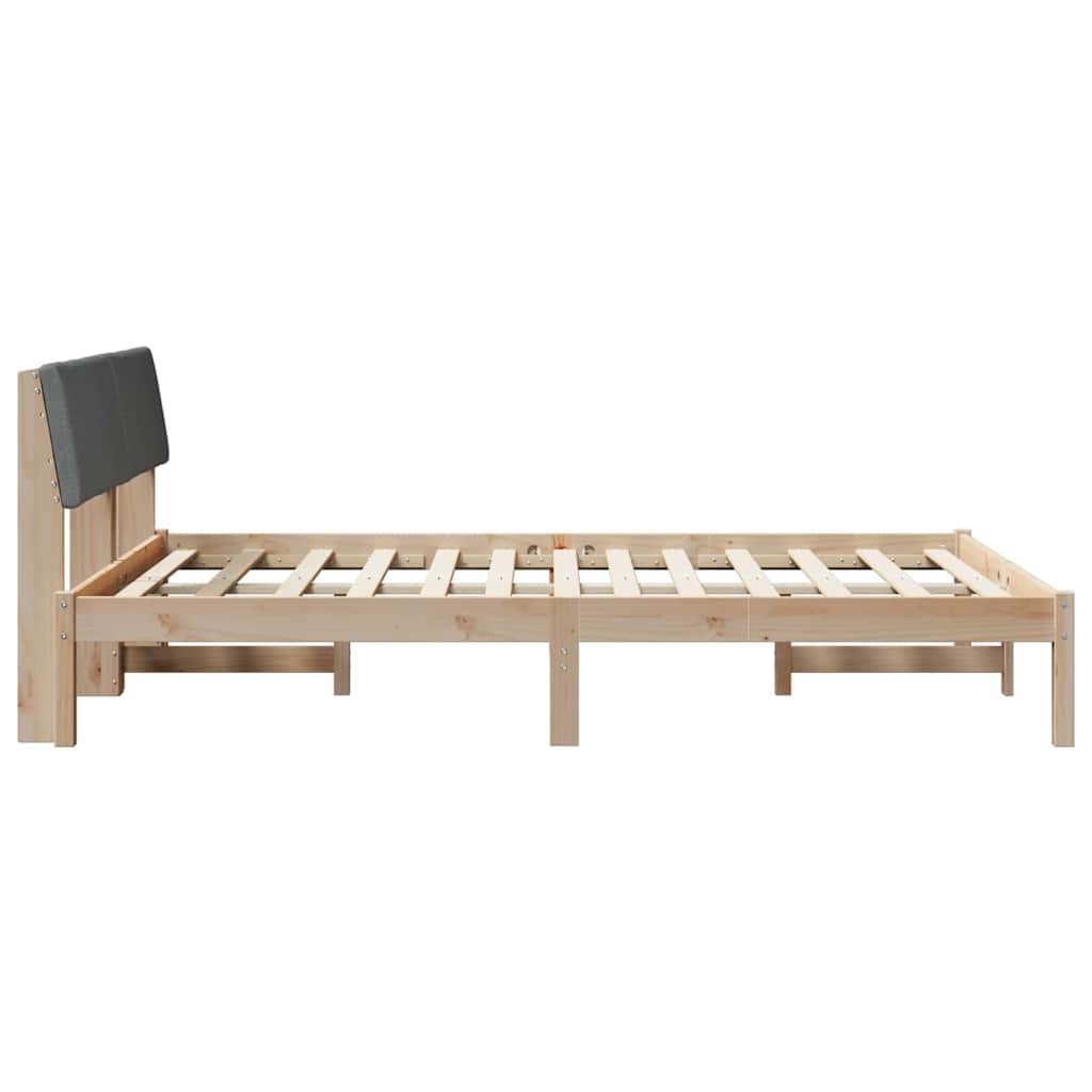 Bettgestell Braun und Dunkelgrau 150 x 200 cm Massivholz Kiefer