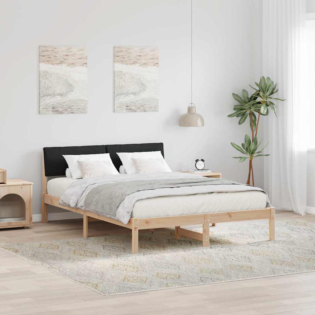 Bettgestell Braun und Schwarz 150 x 200 cm Massivholz Kiefer