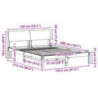 Bettgestell Braun und Taupe 150 x 200 cm Massivholz Kiefer