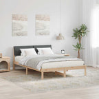 Bettgestell Braun und Dunkelgrau 140 x 200 cm Massivholz Kiefer