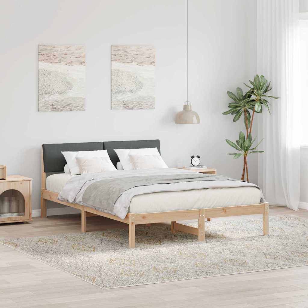 Bettgestell Braun und Dunkelgrau 140 x 200 cm Massivholz Kiefer