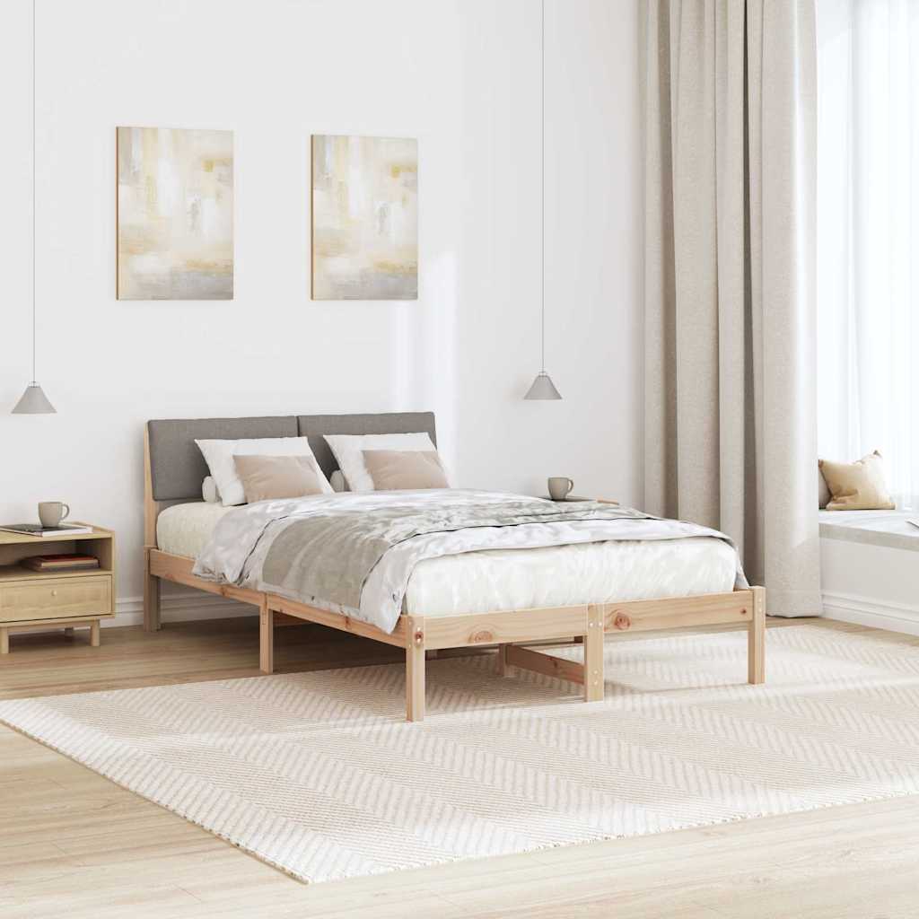 Bettgestell Braun und Taupe 120 x 200 cm Massivholz Kiefer