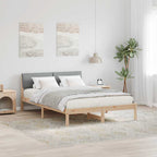 Bettgestell Braun und hellgrau 140 x 190 cm Massivholz Kiefer