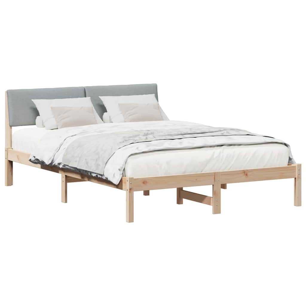 Bettgestell Braun und hellgrau 140 x 190 cm Massivholz Kiefer