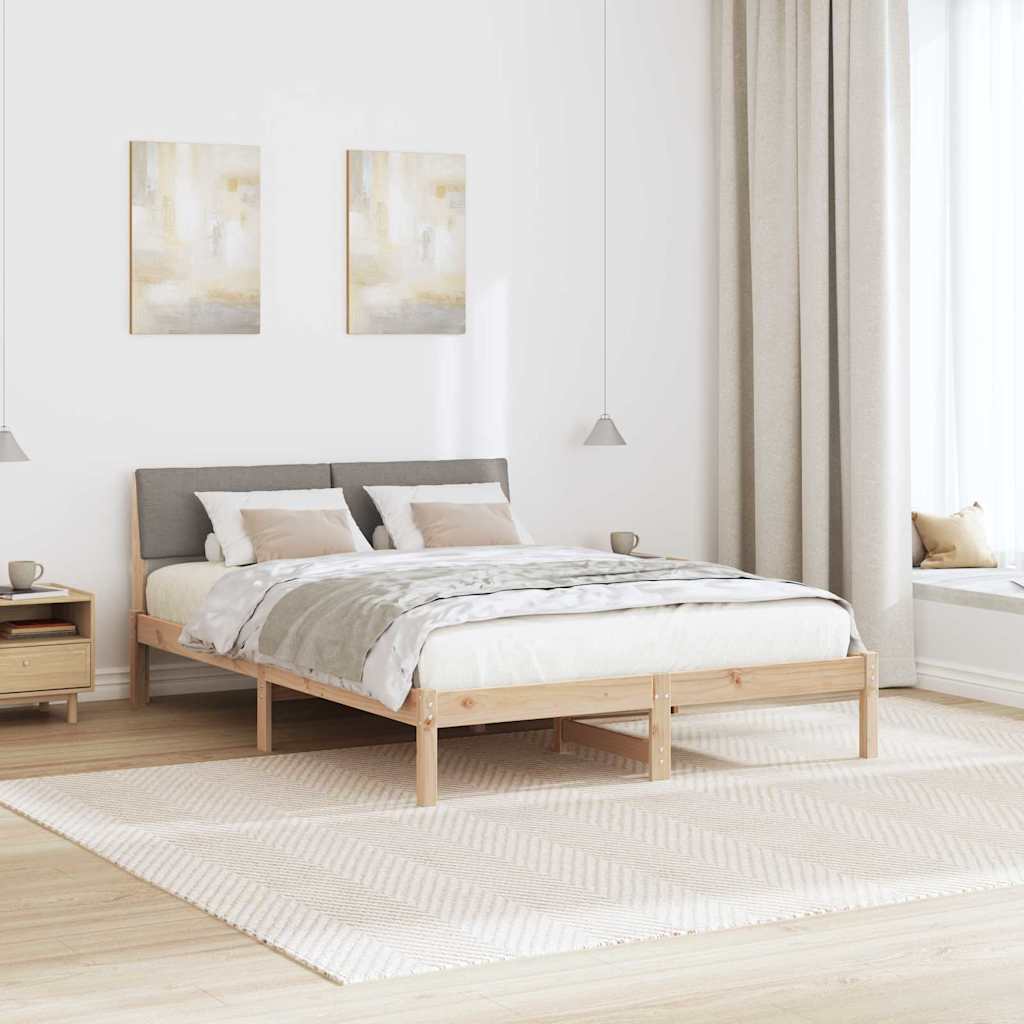 Bettgestell Braun und Taupe 140 x 190 cm Massivholz Kiefer