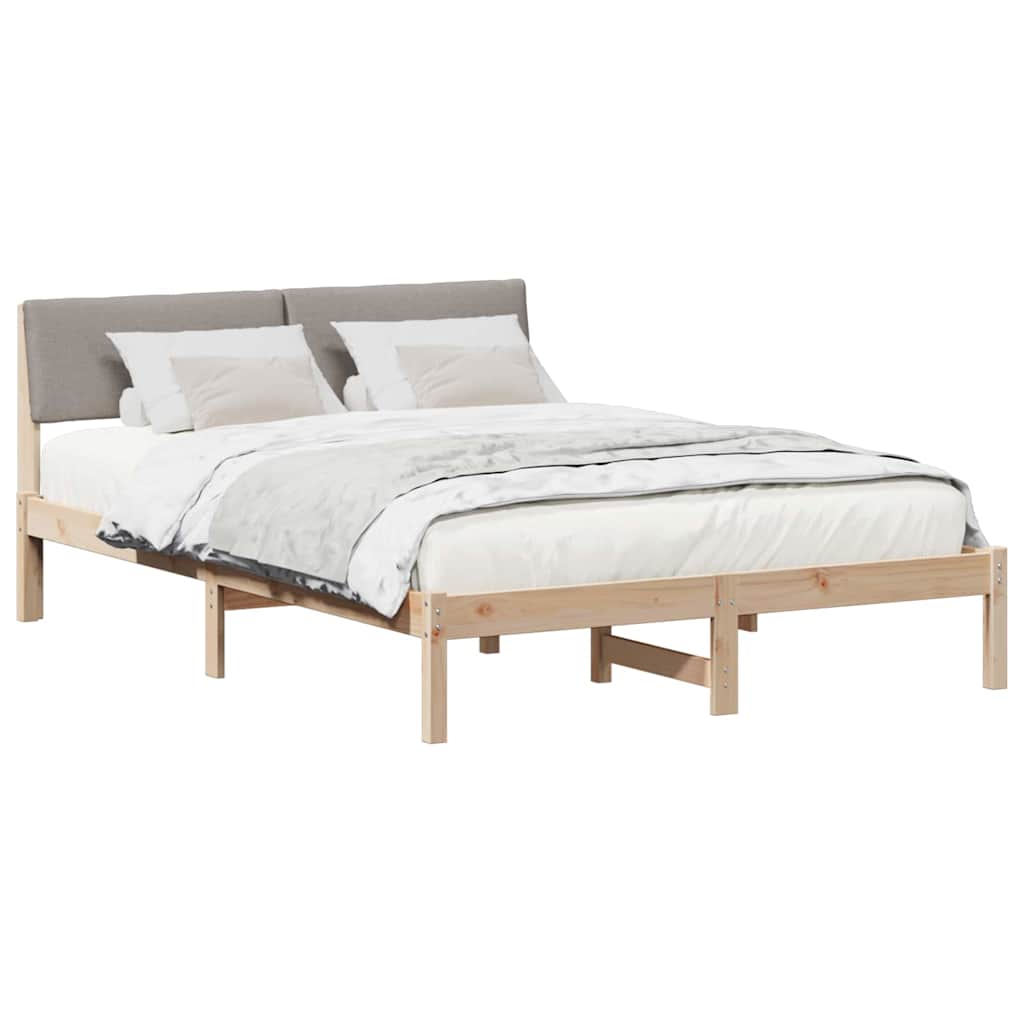 Bettgestell Braun und Taupe 140 x 190 cm Massivholz Kiefer