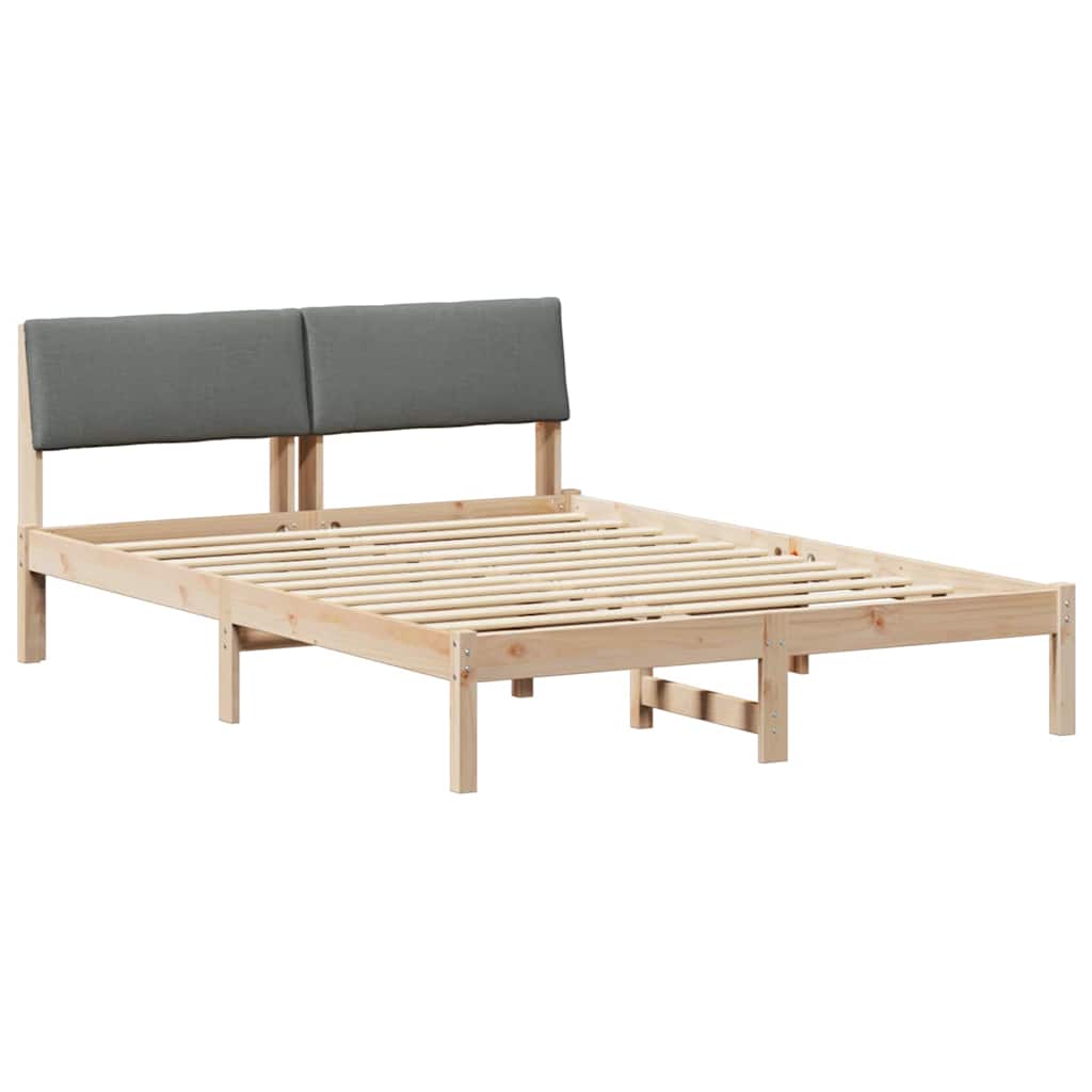 Bettgestell Braun und Dunkelgrau 135 x 190 cm Massivholz Kiefer