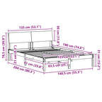 Bettgestell Braun und Dunkelgrau 135 x 190 cm Massivholz Kiefer
