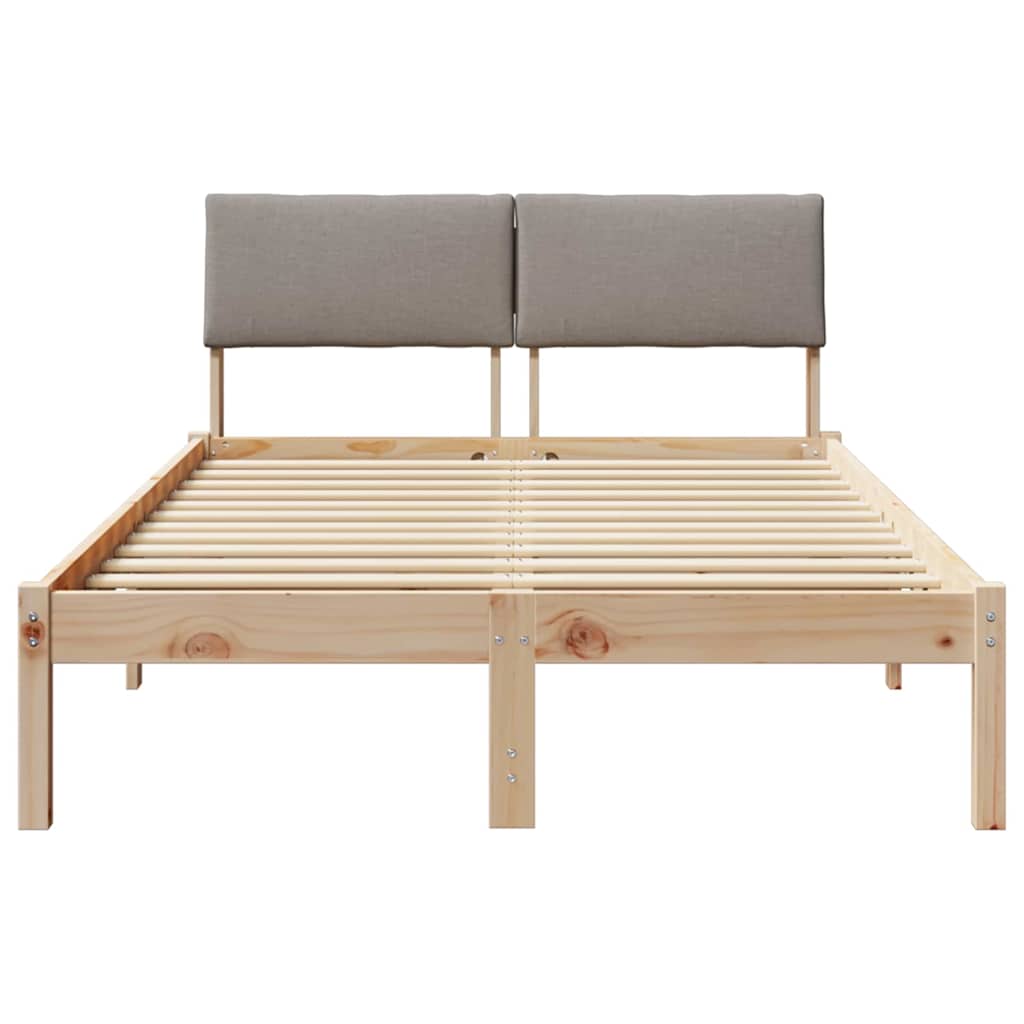 Bettgestell Braun und Taupe 120 x 190 cm Massivholz Kiefer