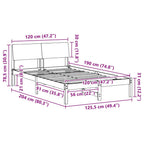 Bettgestell Braun und Taupe 120 x 190 cm Massivholz Kiefer