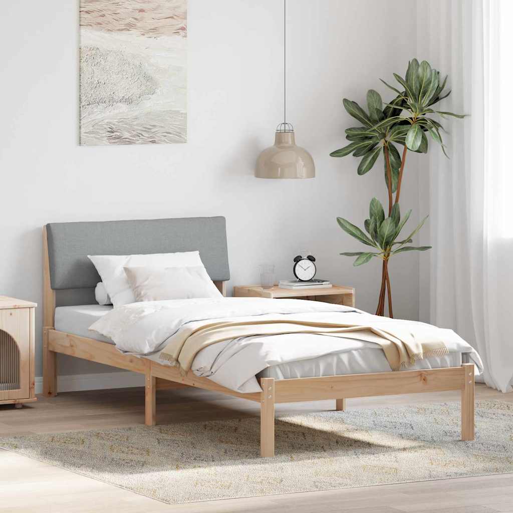 Bettgestell Braun und hellgrau 90 x 200 cm Massivholz Kiefer