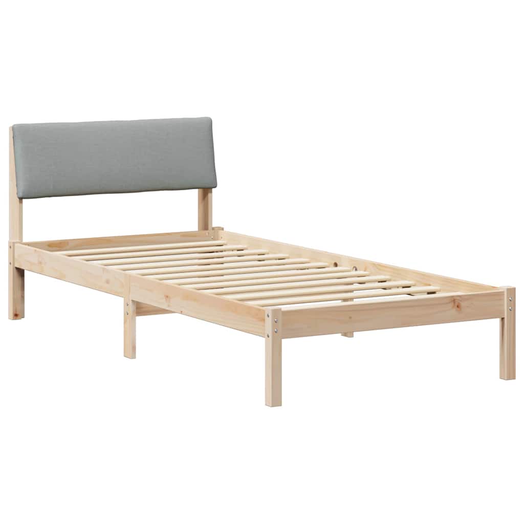 Bettgestell Braun und hellgrau 90 x 200 cm Massivholz Kiefer