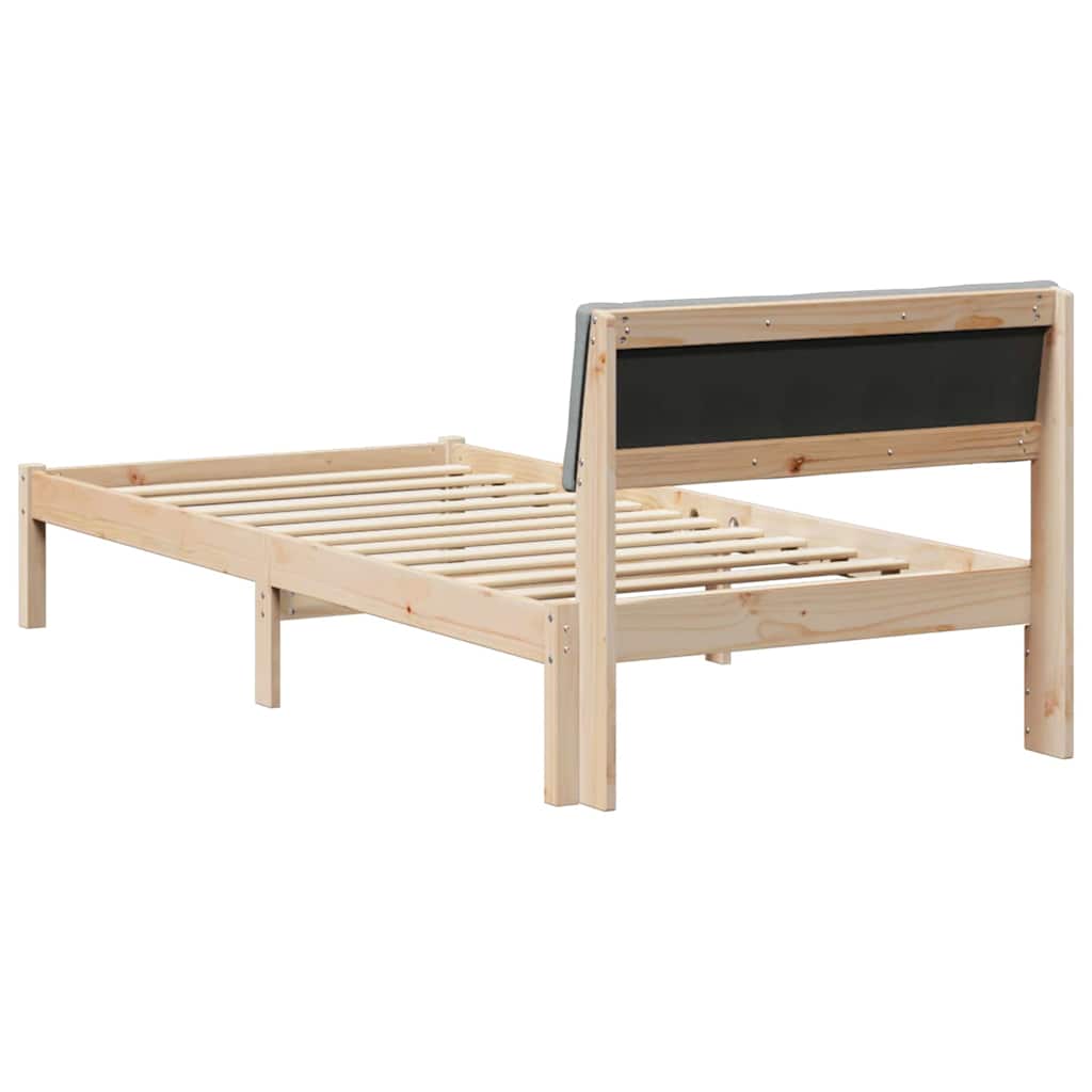 Bettgestell Braun und hellgrau 90 x 200 cm Massivholz Kiefer