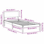 Bettgestell Braun und hellgrau 90 x 200 cm Massivholz Kiefer