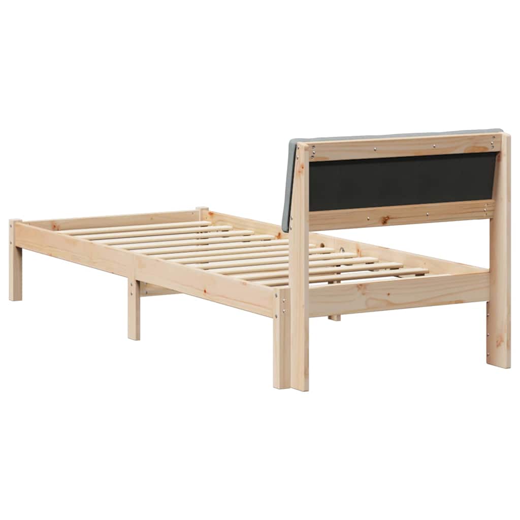 Bettgestell Braun und hellgrau 80 x 200 cm Massivholz Kiefer