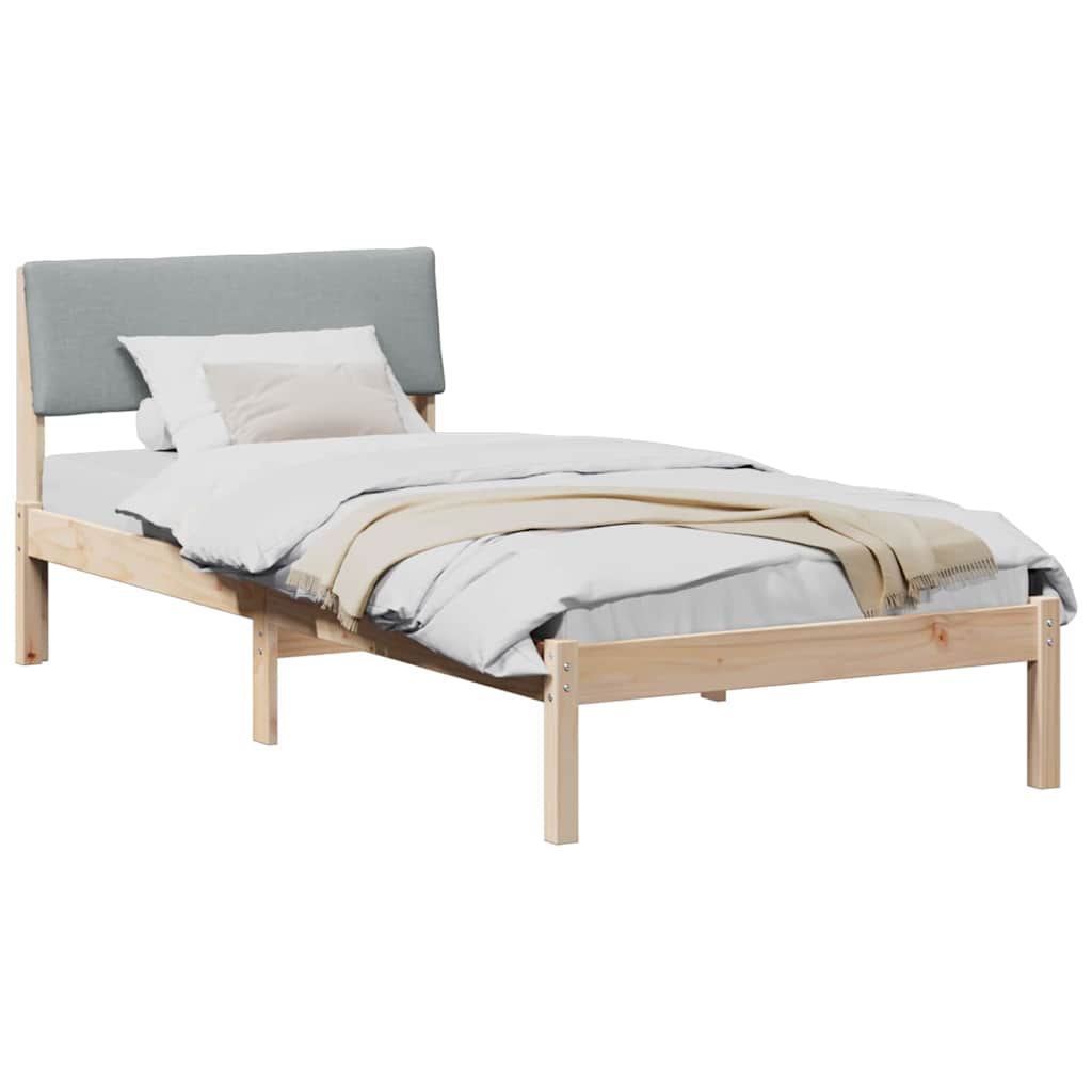 Bettgestell Braun und hellgrau 90 x 190 cm Massivholz Kiefer