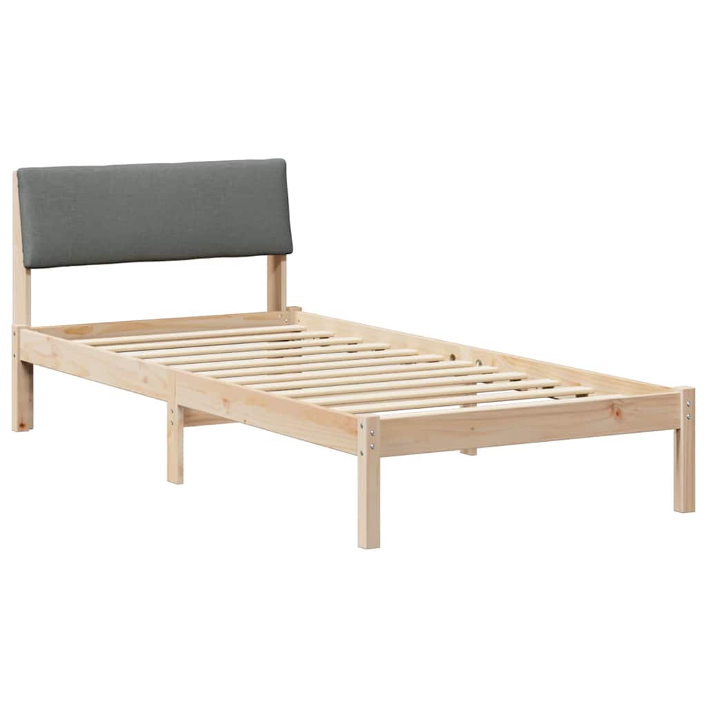 Bettgestell Braun und Dunkelgrau 90 x 190 cm Massivholz Kiefer