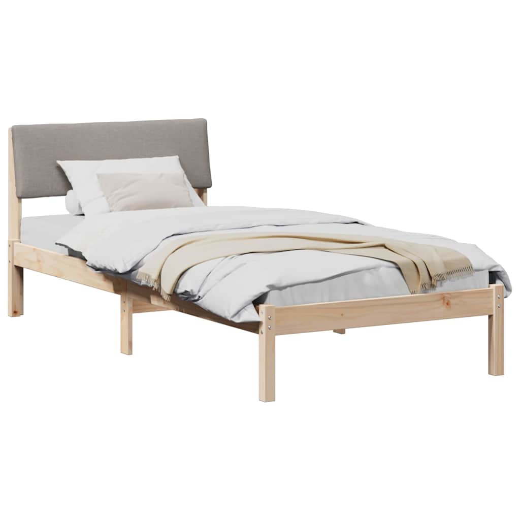 Bettgestell Braun und Taupe 90 x 190 cm Massivholz Kiefer