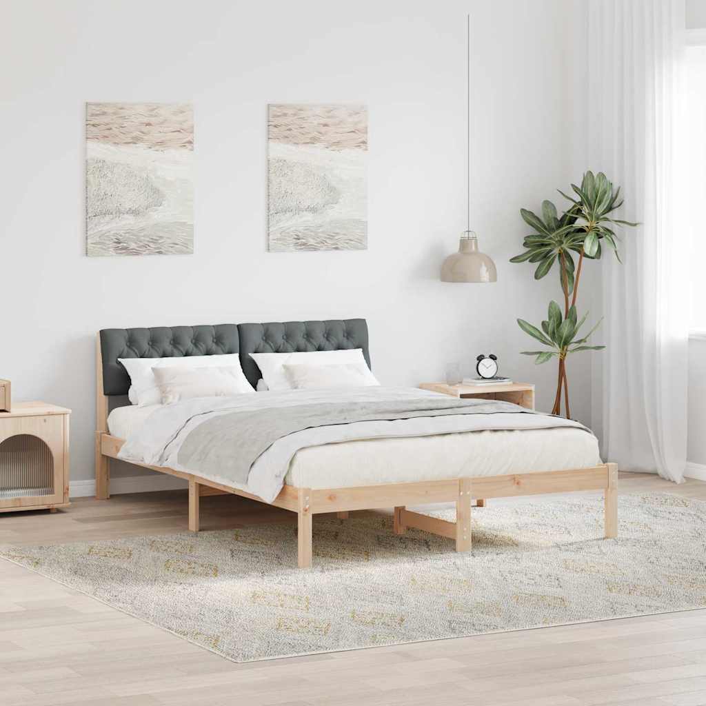 Bettgestell Braun und Dunkelgrau 160 x 200 cm Massivholz Kiefer