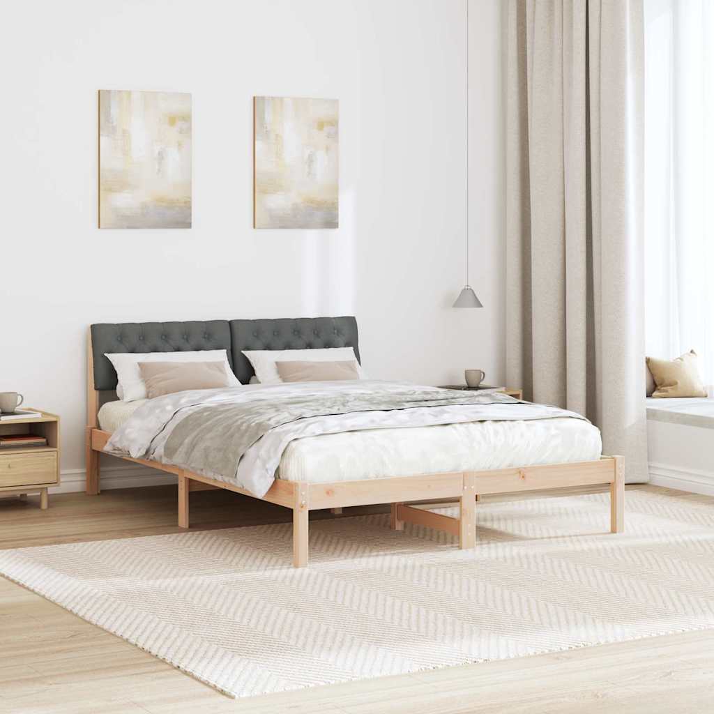 Bettgestell Braun und Dunkelgrau 160 x 200 cm Massivholz Kiefer
