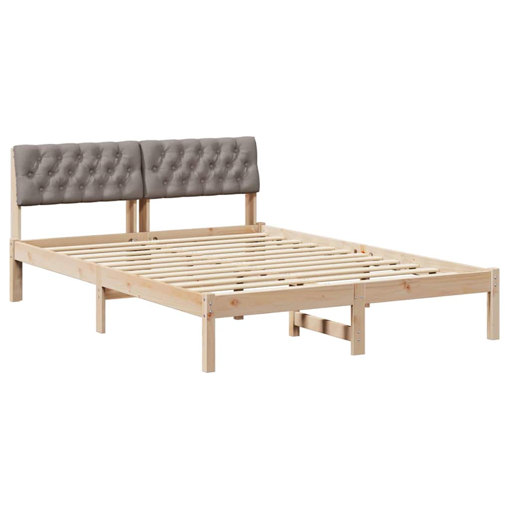 Bettgestell Braun und Taupe 160 x 200 cm Massivholz Kiefer