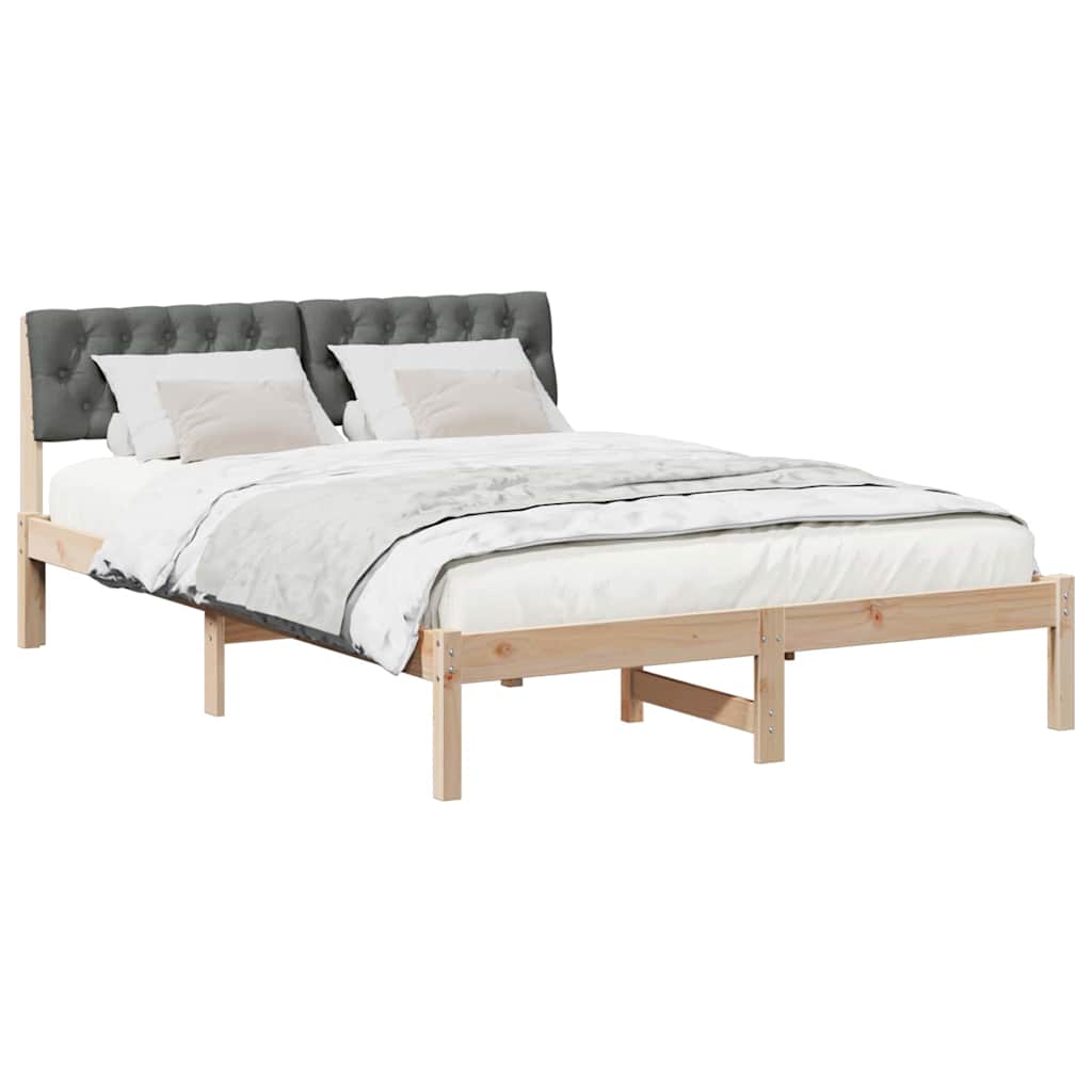 Bettgestell Braun und Dunkelgrau 150 x 200 cm Massivholz Kiefer